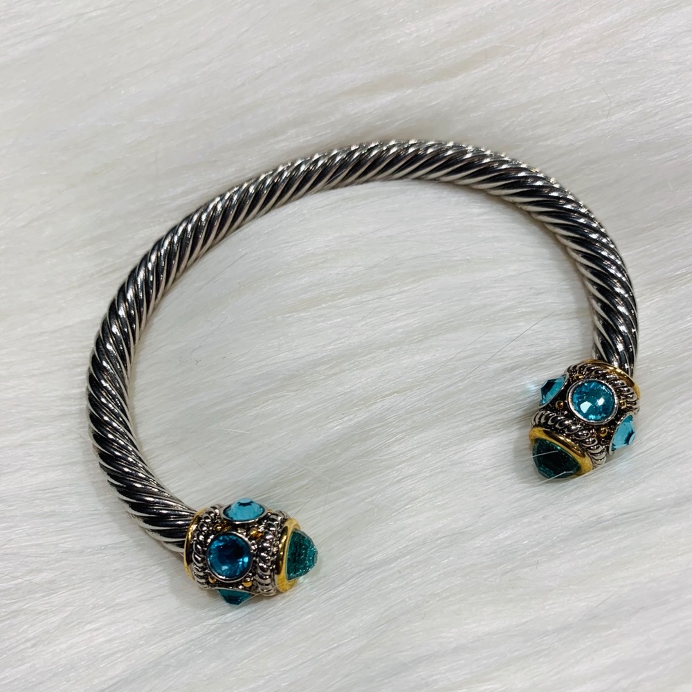 Bangle Bracelet with blue tips
